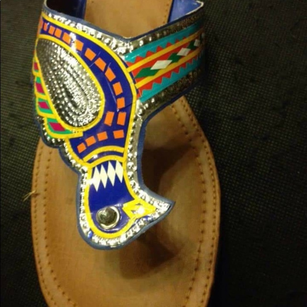 Sandals. Truck art inspired colors and designs.